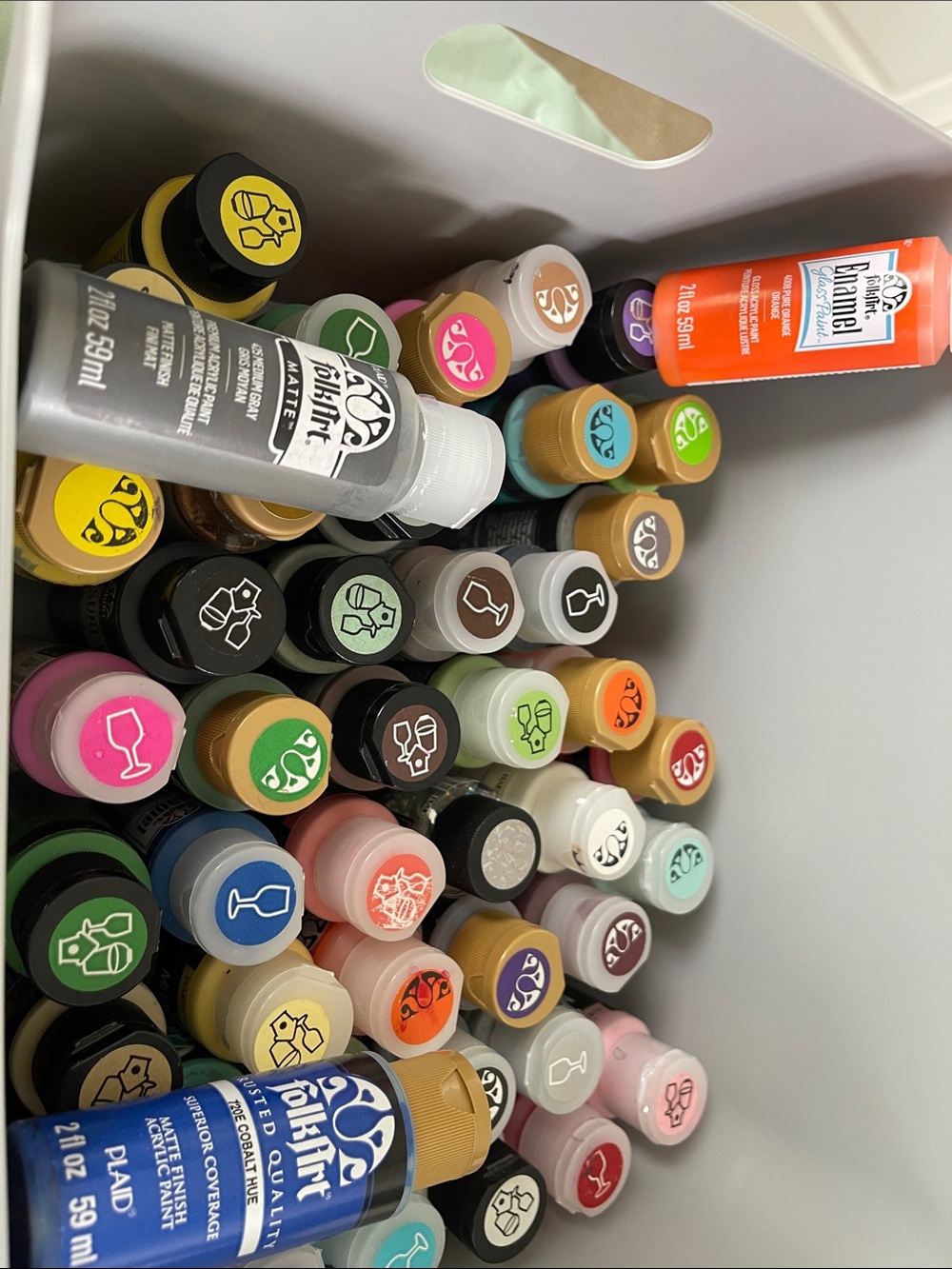 Lot of 40 2 oz plastic bottles Folk Art paint